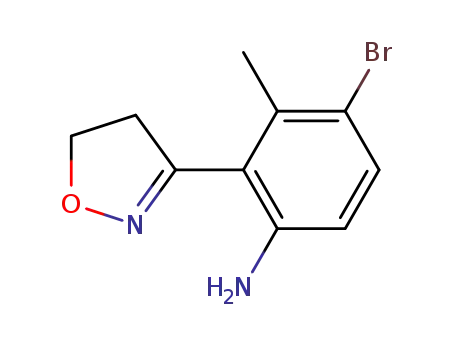 Molecular Structure of 250592-93-9 (4-bromo-2-(4,5-dihydro-1,2-oxazol-3-yl)-3-methylaniline)