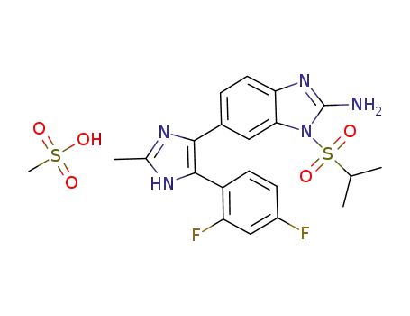 1-isopropylsulfonyl-2-amino-6-(2-(methyl)-5-(2,4-difluorophenyl)-imidazol-4-yl)-benzimidazole methanesulfonate