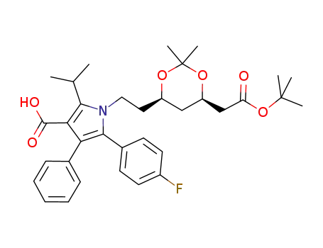 1-[2-((4R,6R)-6-tert-butoxycarbonylmethyl-2,2-dimethyl-[1,3]dioxan-4-yl)ethyl]-5-(4-fluorophenyl)-2-isopropyl-4-phenyl-1H-pyrrole-3-carboxylic acid