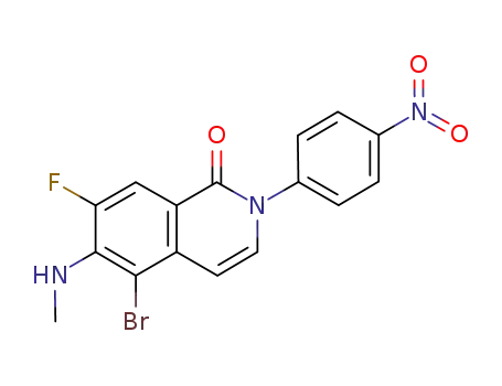 Molecular Structure of 850341-06-9 (1(2H)-Isoquinolinone,
5-bromo-7-fluoro-6-(methylamino)-2-(4-nitrophenyl)-)