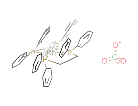 Molecular Structure of 30513-14-5 (Rhodium(1+), bis[1,1'-(1,2-ethanediyl)bis[1,1-diphenylphosphine-κP]]-, (SP-4-1)-, perchlorate (1:1))