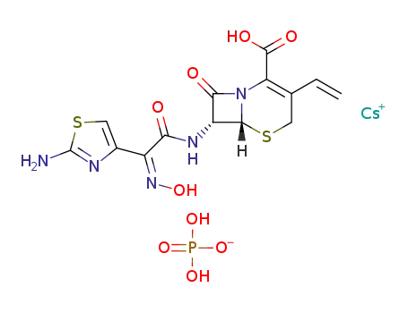 (-)-(6R,7R)-7-((Z)-2-(2-aminothiazole-4-yl)-2-hydroxyimino-acetylamino)-8-oxo-3-vinyl-5-thia-1-azabicyclo (4.2.0)oct-2-ene-2-carboxylic acid cesium dihydrogen phosphate