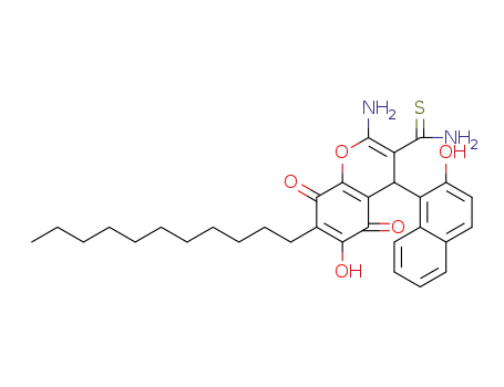 2-amino-5,8-dihydro-6-hydroxy-4-(2-hydroxynaphthalen-1-yl)-5,8-dioxo-7-undecyl-4H-chromene-3-carbothioamide