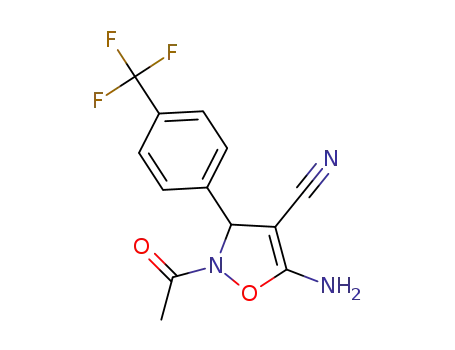 2-acetyl-5-amino-3-(4-(trifluoromethyl)phenyl)-2,3-dihydroisoxazole-4-carbonitrile