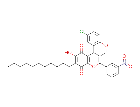 11-chloro-2-hydroxy-6-(3-nitrophenyl)-3-undecylchromeno[3,4-c]chromene-1,4(7H,12bH)dione