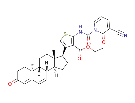 ethyl 2-(3-cyano-2-oxopyridin-1(2H)-yl)-4-((8S,9R,10S,13S,14S,17S)-10,13-dimethyl-3-oxo-2,3,8,9,10,11,12,13,14,15,16,17-dodecahydro-1H-cyclopenta[a]phenanthren-17-yl)thiophene-3-carboxylate