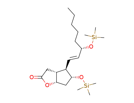 (-)-7α-trimethylsilyloxy-6β-(3α-trimethylsilyloxy-1E-octenyl)-cis-2-oxabicyclo<3.3.0>octan-3-one