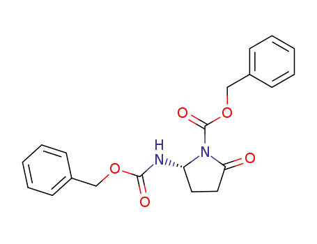 Molecular Structure of 100039-05-2 (1-Pyrrolidinecarboxylic acid,
2-oxo-5-[[(phenylmethoxy)carbonyl]amino]-, phenylmethyl ester, (R)-)