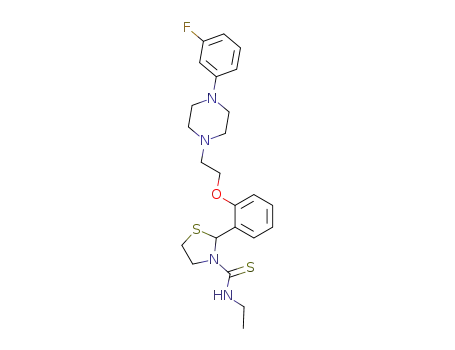 Molecular Structure of 103074-89-1 (3-Thiazolidinecarbothioamide,
N-ethyl-2-[2-[2-[4-(3-fluorophenyl)-1-piperazinyl]ethoxy]phenyl]-)