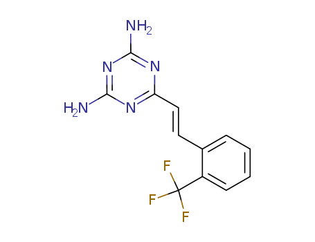 Molecular Structure of 139979-25-2 (1,3,5-Triazine-2,4-diamine, 6-[2-[2-(trifluoromethyl)phenyl]ethenyl]-, (E)-)
