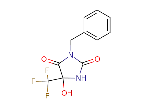 Molecular Structure of 105480-45-3 (2,4-Imidazolidinedione, 5-hydroxy-3-(phenylmethyl)-5-(trifluoromethyl)-)