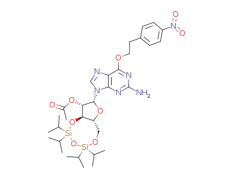 9-<2'-O-acetyl-3',5'-O-(1,1,3,3-tetraisopropyldisiloxane-1,3-diyl)-β-D-arabinofuranosyl>-O6-<2-(4-nitrophenyl)ethyl>guanine
