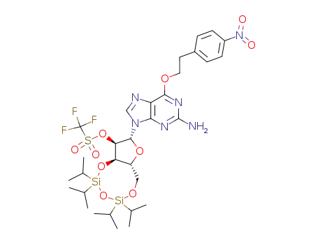 O6-<2-(4-nitrophenyl)ethyl>-9-<3',5'-O-(1,1,3,3-tetraisopropyldisiloxane-1,3-diyl)-2'-O-<(trifluoromethyl)sulfonyl>-β-D-ribofuranosyl>guanine