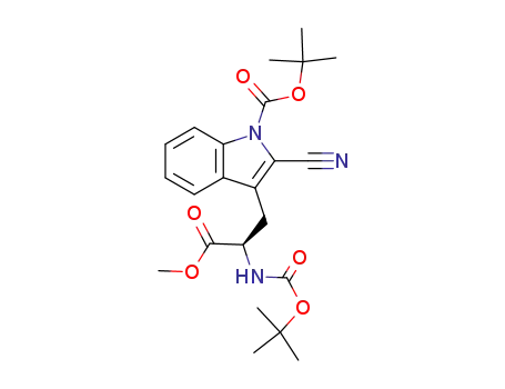 3-((R)-2-tert-Butoxycarbonylamino-2-methoxycarbonyl-ethyl)-2-cyano-indole-1-carboxylic acid tert-butyl ester
