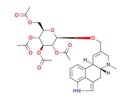 Acetic acid (2R,3R,4S,5R,6R)-4,5-diacetoxy-6-acetoxymethyl-2-((6aR,10aR)-7-methyl-4,6,6a,7,8,10a-hexahydro-indolo[4,3-fg]quinolin-9-ylmethoxy)-tetrahydro-pyran-3-yl ester