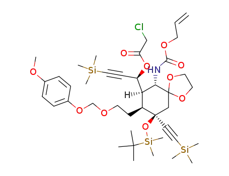 Chloro-acetic acid (S)-1-{(6S,7R,8S,9R)-6-allyloxycarbonylamino-9-(tert-butyl-dimethyl-silanyloxy)-8-[2-(4-methoxy-phenoxymethoxy)-ethyl]-9-trimethylsilanylethynyl-1,4-dioxa-spiro[4.5]dec-7-yl}-3-trimethylsilanyl-prop-2-ynyl ester