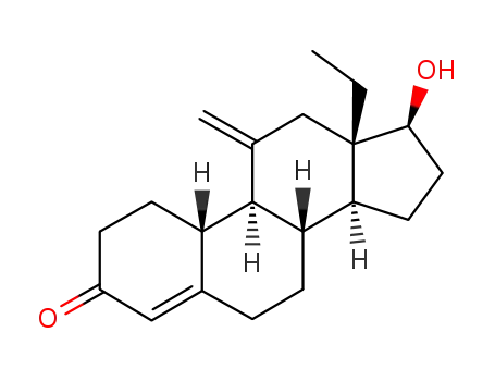 Molecular Structure of 220332-82-1 ((17beta)-13-Ethyl-17-hydroxy-11-methylenegon-4-en-3-one)