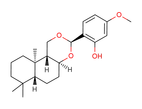 1-[(3R,4aS,6aR,10aR,10bR)-decahydro-7,7,10a-trimethyl-1H-naphtho-[2,1-d][1,3]-dioxin-3-yl]-4-methoxy-2-phenol