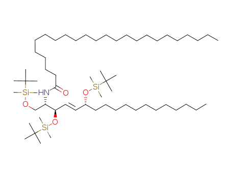 Molecular Structure of 873802-50-7 (Tetracosanamide,
N-[(1S,2R,3E,5R)-2,5-bis[[(1,1-dimethylethyl)dimethylsilyl]oxy]-1-[[[(1,1-
dimethylethyl)dimethylsilyl]oxy]methyl]-3-heptadecenyl]-)