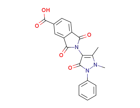 Molecular Structure of 292870-53-2 (2-(1,5-DIMETHYL-3-OXO-2-PHENYL-2,3-DIHYDRO-1H-PYRAZOL-4-YL)-1,3-DIOXOISOINDOLINE-5-CARBOXYLIC ACID)