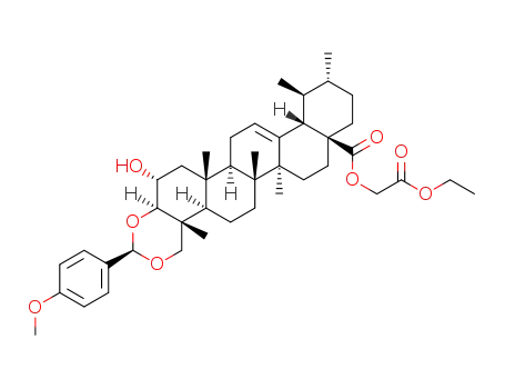 (2R,4aR,6aR,6bS,8aS,11R,12S,12aS,14bR,16R,16aR)-(2-ethoxy-2-oxoethyl)-16-hydroxy-2-(4-methoxyphenyl)-4a,6a,6b,11,12,14b-hexamethyl-4a,4b,5,6,6a,6b,7,8,8a,9,10,11,12,12a,14,14a,14b,15,16,16a-icosahydro-4H-piceno[3,4-d][1,3]dioxine-8a-carboxylate
