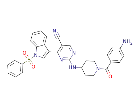 2-(1-(4-aminobenzoyl)piperidin-4-ylamino )-4-(1-(phenylsulfonyl)-1H-indol-3-yl)pyrimidine-5-carbonitrile