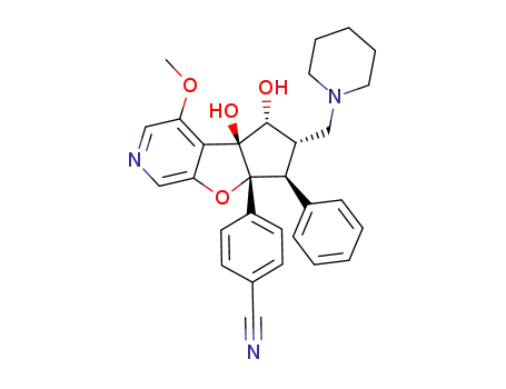 rac-4-((4bS,5R,6S,7S,7aR)-4b,5-dihydroxy-4-methoxy-7-phenyl-6-(piperidin-1-ylmethyl)-4b,5,6,7-tetrahydro-7aH-cyclopenta[4,5]furo[2,3-c]pyridin-7a-yl)benzonitrile