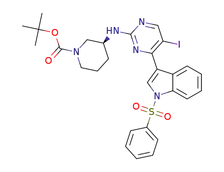 (S)-tert-butyl 3-((5-iodo-4-(1-(phenylsulfonyl)-1H-indol-3-yl)pyrimidin-2-yl)amino)piperidine-1-carboxylate