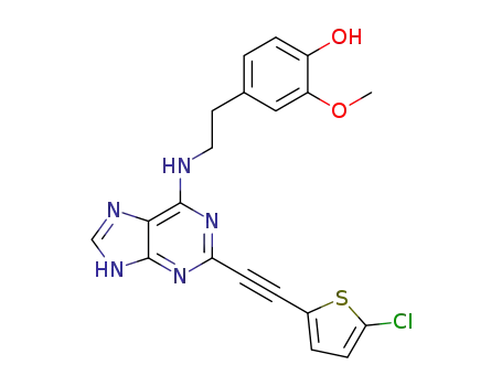2-((5-chlorothiophen-2-yl)ethynyl)-N-(4-hydroxy-3-methoxyphenethyl)-9H-purin-6-amine