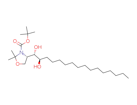 Molecular Structure of 124127-36-2 (3-Oxazolidinecarboxylic acid,
4-[(1S,2R)-1,2-dihydroxyhexadecyl]-2,2-dimethyl-, 1,1-dimethylethyl
ester, (4S)-)