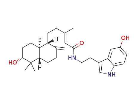 (E)-N-(2-[5-hydroxy-1H-indol-3-yl]ethyl)-5-([1R,4aS,6R,8aS]-6-hydroxy-5,5,8a-trimethyl-2-methylenedecahydronaphthalene-1-yl)-3-methylpent-2-enamide