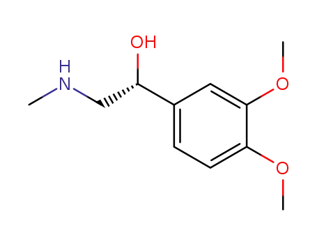 Molecular Structure of 41787-64-8 (1-(3,4-dimethoxyphenyl)-2-methylamino-ethanol)