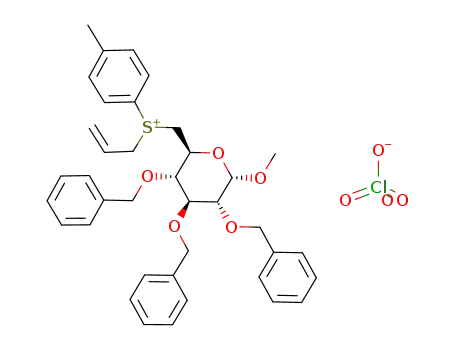 Allyl-p-tolyl-((2S,3S,4S,5R,6S)-3,4,5-tris-benzyloxy-6-methoxy-tetrahydro-pyran-2-ylmethyl)-sulfonium; perchlorate