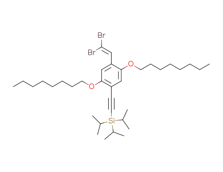 Molecular Structure of 350230-74-9 (Silane,
[[4-(2,2-dibromoethenyl)-2,5-bis(octyloxy)phenyl]ethynyl]tris(1-methyleth
yl)-)
