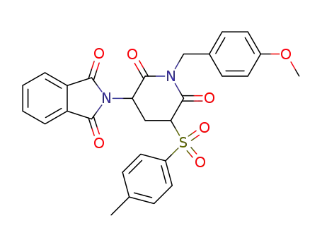 Molecular Structure of 485817-55-8 (1H-Isoindole-1,3(2H)-dione,
2-[1-[(4-methoxyphenyl)methyl]-5-[(4-methylphenyl)sulfonyl]-2,6-dioxo-3-
piperidinyl]-)