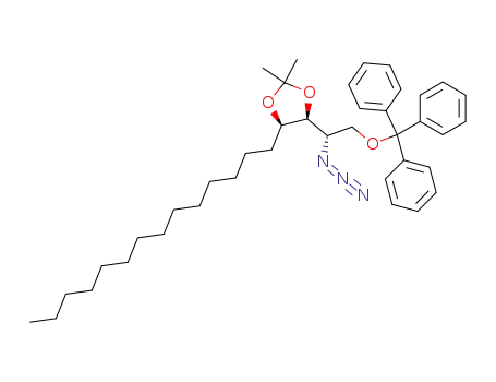Molecular Structure of 600168-67-0 (1,3-Dioxolane,
4-[(1S)-1-azido-2-(triphenylmethoxy)ethyl]-2,2-dimethyl-5-tetradecyl-,
(4S,5R)-)