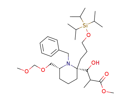 (2R,6R)-β-hydroxy-6-[(methoxymethoxy)methyl]-α-methyl-1-(phenylmethyl)-2-[3-[[tris(1-methylethyl)silyl]oxy]propyl]-2-piperidinepropanoic acid methyl ester