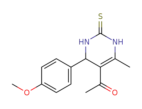 Molecular Structure of 219806-93-6 (Ethanone,
1-[1,2,3,4-tetrahydro-4-(4-methoxyphenyl)-6-methyl-2-thioxo-5-pyrimidin
yl]-)