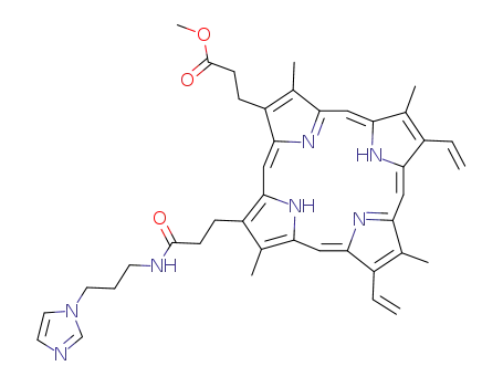 3,18-divinyl-8-(3-methoxycarbonyl)ethyl-12-(3-(N-imidazolyl)propylamido)ethyl-2,7,13,17-tetramethylporphyrin