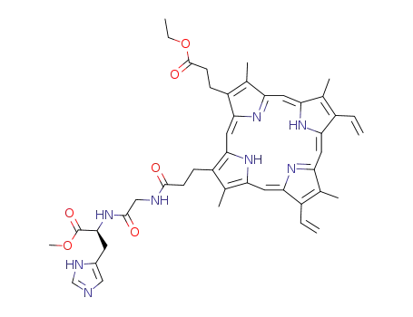 3,18-divinyl-8-(3-ethoxycarbonyl)ethyl-12-(((3-N-glycyl-L-histidinyl)-9-oxymethyl)carbonyl)ethyl-2,7,13,17-tetramethylporphyrin