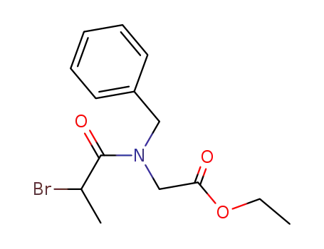 Molecular Structure of 872164-99-3 (Glycine, N-(2-bromo-1-oxopropyl)-N-(phenylmethyl)-, ethyl ester)