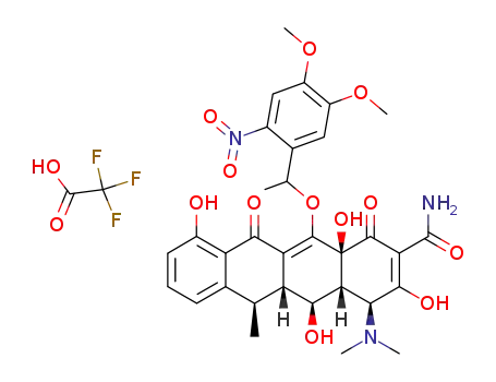 (4S,4aR,5S,5aR,6R,12aS)-12-[1-(4,5-Dimethoxy-2-nitro-phenyl)-ethoxy]-4-dimethylamino-3,5,10,12a-tetrahydroxy-6-methyl-1,11-dioxo-1,4,4a,5,5a,6,11,12a-octahydro-naphthacene-2-carboxylic acid amide; compound with trifluoro-acetic acid