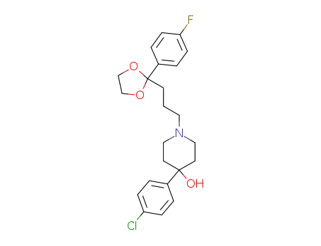 Molecular Structure of 56660-99-2 (4-(p-Chlorophenyl)-1-[3-[2-(p-fluorophenyl)-1,3-dioxolan-2-yl]propyl]piperidin-4-ol)
