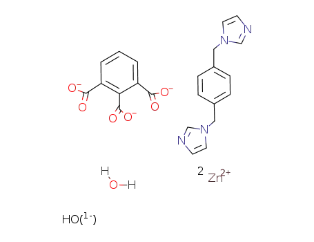[(zinc(II))2(hydroxy)(μ4-benzene-1,2,3-tricaboxylate)(1,4-bis(imidazol-1-ylmethyl)benzene)] dihydrate