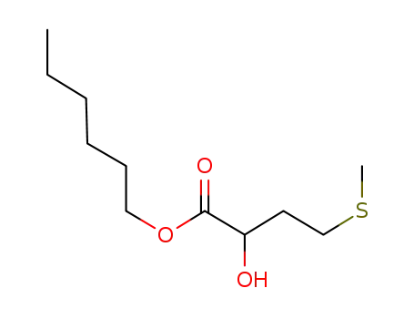 Molecular Structure of 161193-00-6 (Butanoic acid, 2-hydroxy-4-(methylthio)-, hexyl ester)
