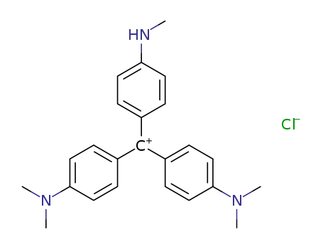Molecular Structure of 71143-08-3 (Methanaminium,N-[4-[[4-(dimethylamino)- phenyl][4-(methylamino)phenyl]methylene]-2,5- cyclohexadien-1-ylidene]-N-methyl-,chloride )