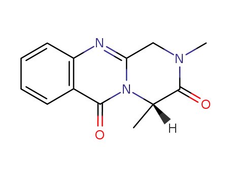Molecular Structure of 54799-50-7 (2H-Pyrazino[2,1-b]quinazoline-3,6(1H,4H)-dione, 2,4-dimethyl-, (4S)-)