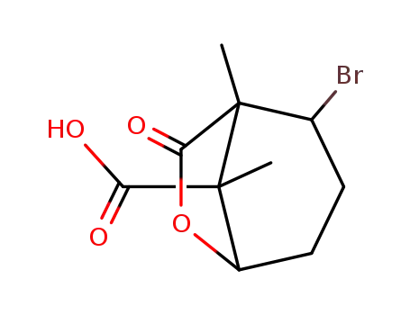 (+)-2-bromo-1,8-dimethyl-7-oxo-6-oxa-bicyclo[3.2.1]octane-8-carboxylic acid