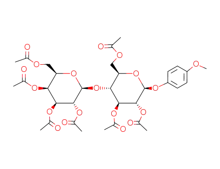 Molecular Structure of 160227-12-3 (4-Methoxyphenyl 4-O-(2,3,4,6-Tetra-O-acetyl-beta-D-galactopyranosyl)-2,3,6-tri-O-acetyl-beta-D-glucopyranoside)