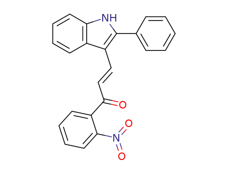 Molecular Structure of 151390-85-1 (2-Propen-1-one, 1-(2-nitrophenyl)-3-(2-phenyl-1H-indol-3-yl)-, (E)-)